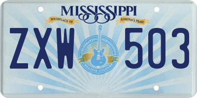 MS license plate ZXW503