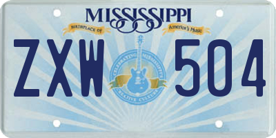 MS license plate ZXW504