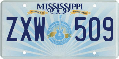 MS license plate ZXW509