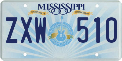 MS license plate ZXW510
