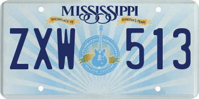 MS license plate ZXW513