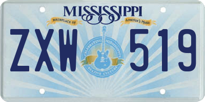 MS license plate ZXW519