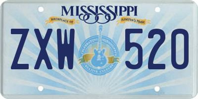 MS license plate ZXW520