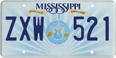 MS license plate ZXW521