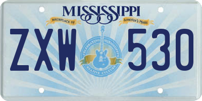 MS license plate ZXW530