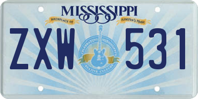 MS license plate ZXW531