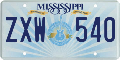 MS license plate ZXW540