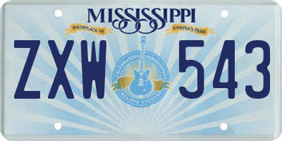 MS license plate ZXW543
