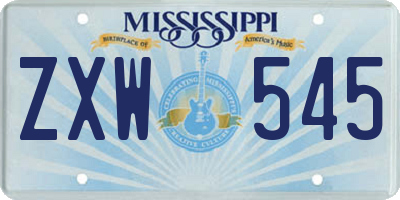 MS license plate ZXW545