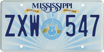 MS license plate ZXW547