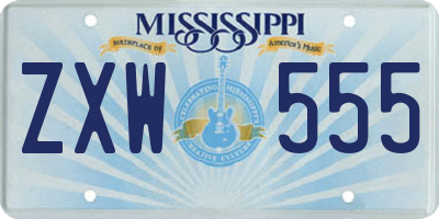 MS license plate ZXW555