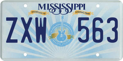 MS license plate ZXW563