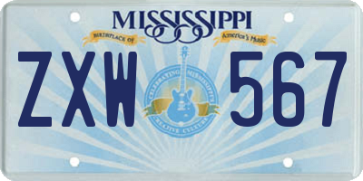 MS license plate ZXW567