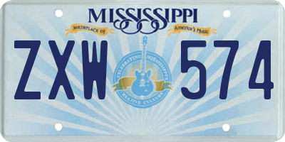 MS license plate ZXW574