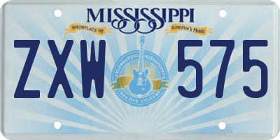 MS license plate ZXW575
