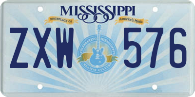 MS license plate ZXW576