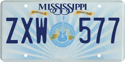 MS license plate ZXW577