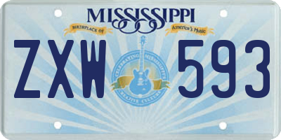 MS license plate ZXW593
