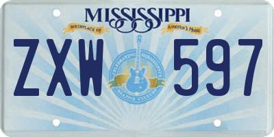 MS license plate ZXW597