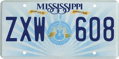 MS license plate ZXW608