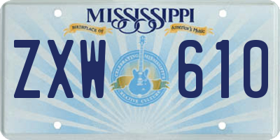 MS license plate ZXW610