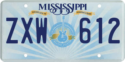 MS license plate ZXW612