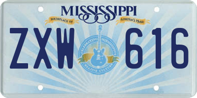 MS license plate ZXW616