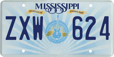 MS license plate ZXW624
