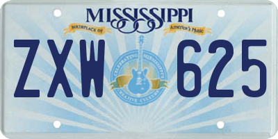 MS license plate ZXW625