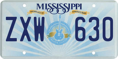 MS license plate ZXW630