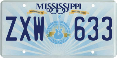 MS license plate ZXW633