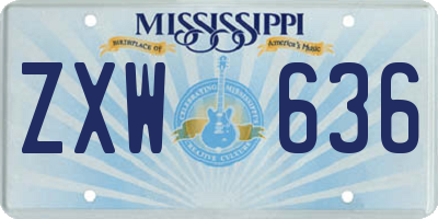 MS license plate ZXW636
