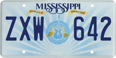 MS license plate ZXW642