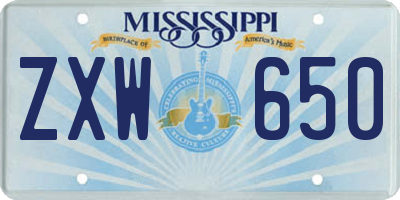 MS license plate ZXW650