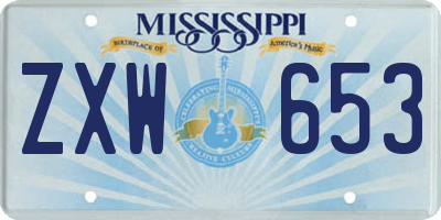 MS license plate ZXW653
