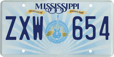 MS license plate ZXW654