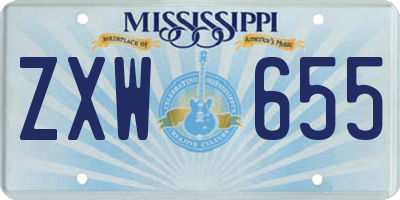 MS license plate ZXW655