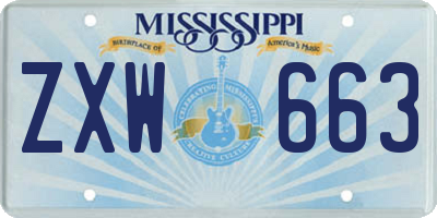 MS license plate ZXW663