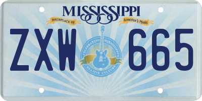 MS license plate ZXW665