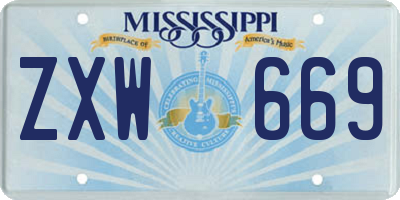 MS license plate ZXW669