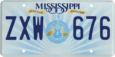 MS license plate ZXW676