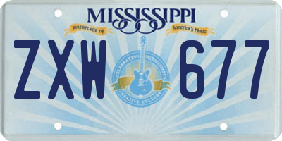 MS license plate ZXW677