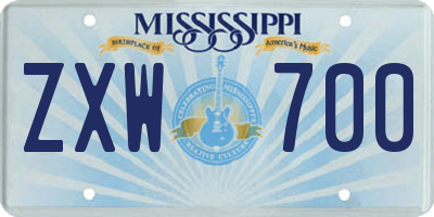 MS license plate ZXW700
