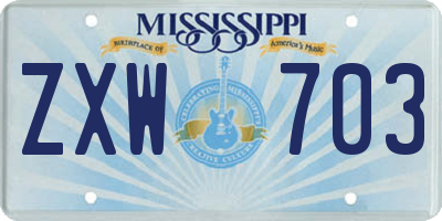MS license plate ZXW703