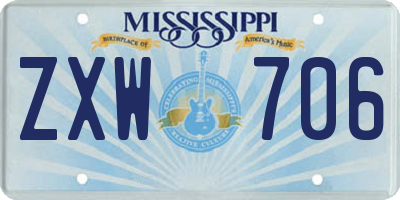MS license plate ZXW706