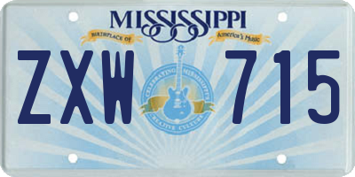 MS license plate ZXW715