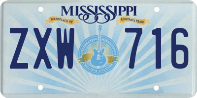 MS license plate ZXW716