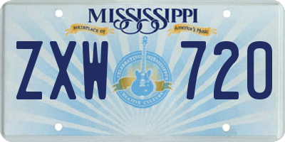 MS license plate ZXW720