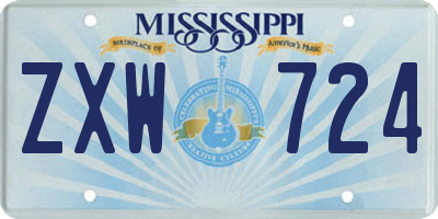 MS license plate ZXW724