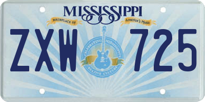 MS license plate ZXW725